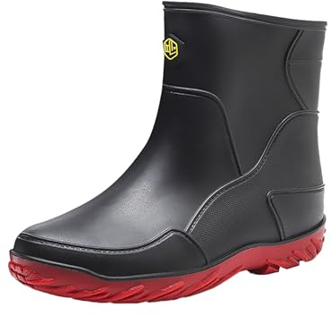Stivali da pioggia da uomo con suola spessa, impermeabili, in gomma antiscivolo, per pioggia intensa, giardino e passeggiate, suola antiscivolo, facili da pulire, scarpe da lavoro con audace stile