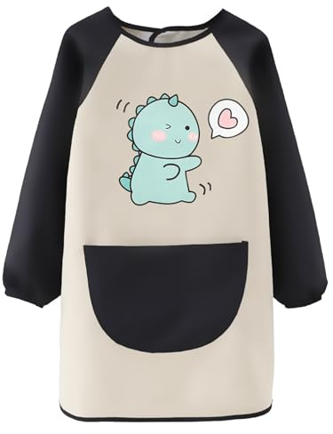 Mecmbj Grembiule Pittura Bambini, Impermeabile, Grembiuli da Bricolage con Maniche e Tasca Grande per Scuola Pittura Cucina, Grembiule per Bambini dai 6 ai 12 Anni