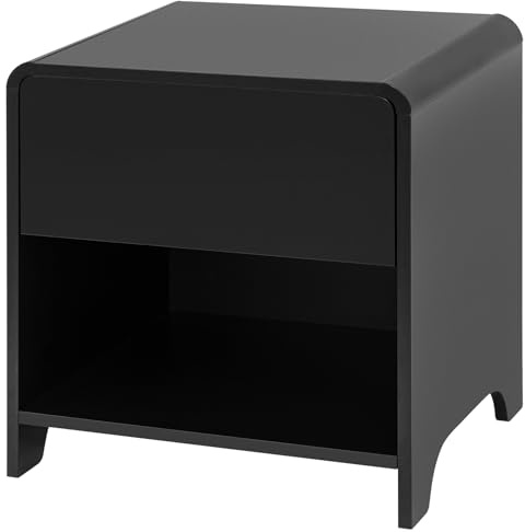 Awhtixbo Nachttisch Schwarz, Beistelltisch mit Schublade, 50x47x39 cm, Nachtschrank für Boxspringbett, Beistellschrank für Wohnzimmer Schlafzimmer