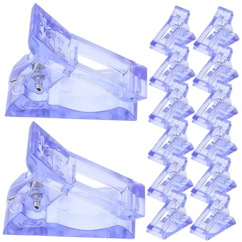 NOLITOY 20 Stück Blaue Nagelverlängerungsklemmen aus Abs Wiederverwendbare Künstliche Fingernägel Clips für Schnelles Aufbauen für Selbstgemacht Maniküre und Nail Art