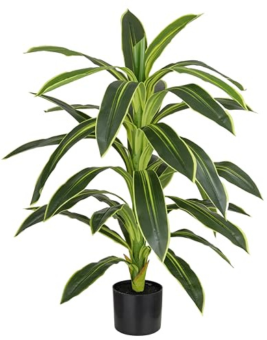 Baroni Home Pianta Artificiale per Interno ed Esterno, Pianta Finta Decorativa per Soggiorno, Camera da Letto, Cucina, Altezza di (Dracaena 100 cm)