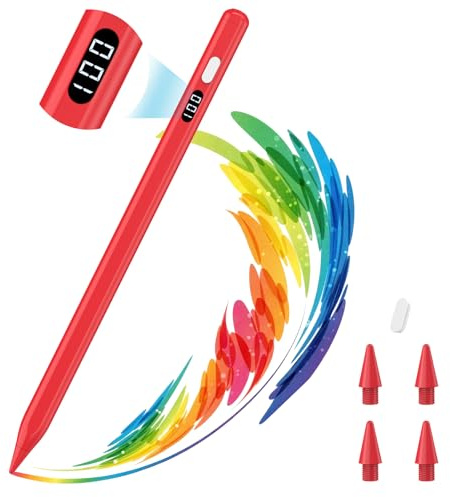 Moko Stylus Für iPad 2018-2026, USB-C Ladestift Mit LED-Anzeige | Neigungserkennung,Handballenerkennung,Für iPad 11/10/9/8/7/6,Air M4/M3/M2/5/4/3,Pro 13/12.9/11,Mini 7/6/5,Schwarz
