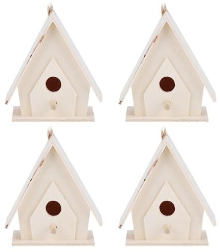 4 pezzi casetta per uccelli in legno, casette per uccelli per esterno mini casette per uccellini appesi gabbia ornamento artigianale per cortile giardino
