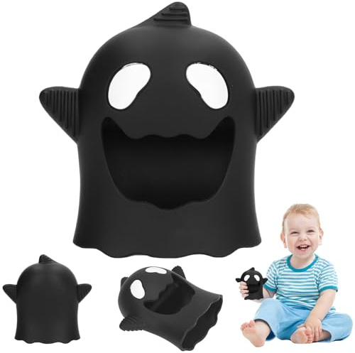 Halloween Baby Toys, Cute Ghost Teething Mitten, Soft Silicone Baby Teething Toys, Portable Teether for Soothing, Sucking Needs, Black..