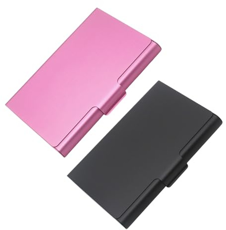 Lot de 2 porte-cartes pliables en métal - 93 x 53 mm - En aluminium léger - Pour entreprise et usage quotidien