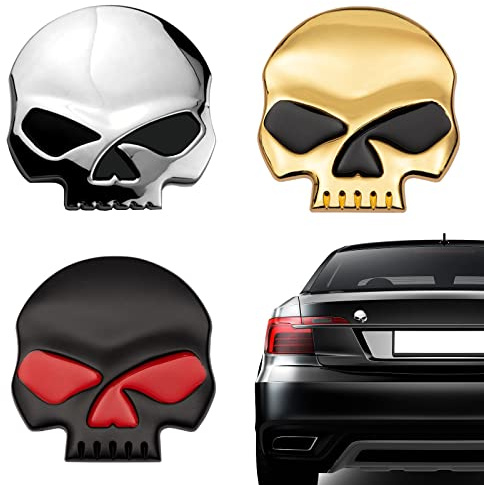 3D Skull Aufkleber Motorrad Aufkleber 7*6.8cm Schädel Emblem Aufkleber Auto Kofferraum Styling Zubehör Abziehbilder