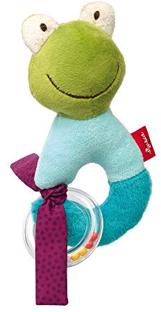 SIGIKID 42183 Rassel-Greifling Frosch Red Stars Mädchen und Jungen Babyspielzeug empfohlen ab Geburt blau/grün
