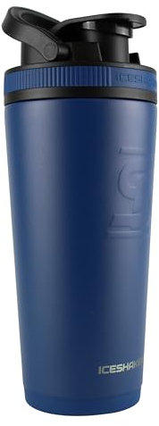 Ice Shaker Insulated Stainless Steel Shaker Bottle | 26oz, Navy | Cold for 30+ Hours | Insulated Cup with Twist-on Agitator | Odor-Free Shaker Cup for Protein Shakes, Water, Smoothies, Cocktails