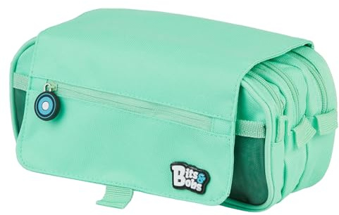 Grafoplás | Estuche Escolar Tres Compartimentos con Solapa| Mint | Bits&Bobs | Colores Pastel | 23x10x10cm | Incluye Horario y Zona Identificación | Perfecto para Organizar tu Material Escolar