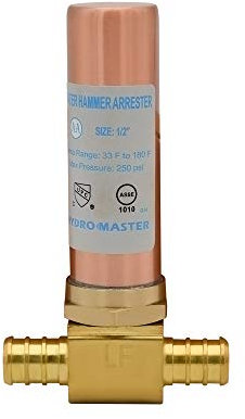 Hydro Master Tee Water Hammer Arrestor，Clean Brass,1/2 Pex x 1/2 Pex