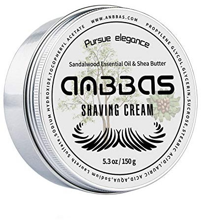 Anbbas 150g Rasiercreme im Tiegel mit Sandelholz Shea Butter für Männer Damen