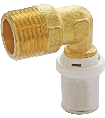SOMATHERM FOR YOU, Raccord coudé à sertir pour tube multicouche Ø20 mm, mâle 15/21 (1/2), coude à 90°, compatible avec sertissage multiprofil, norme NF 545, étanchéité sécurisée