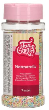 FunCakes Nonpareils Zuckerstreusel, Pastel, 80 g | Guter Geschmack, Perfekt zum Dekorieren von Eis, Kuchen, Cupcakes, Cake Pops, Donuts und Kekse, Sprinkle Streusel Mix