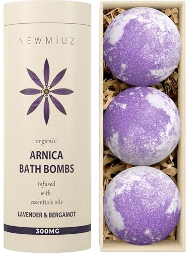 Organic 300mg Arnica Montana Oil Bath Bombs Gift Set Lavender Bergamot Essential Oils for Men & Women Anxiety Stress Relaxing Bath Bomb Set Bubble Bath Shower Fizzies Birthday Christmas Spa Gifts