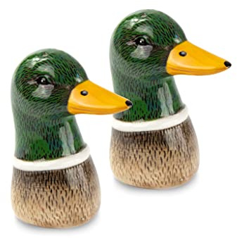 Spicy Ducks Salt & Pepper - Entenköpfe als lustige Salz- und Pfefferstreuer,handbemalt, 2er Set ca. 9 cm hoch