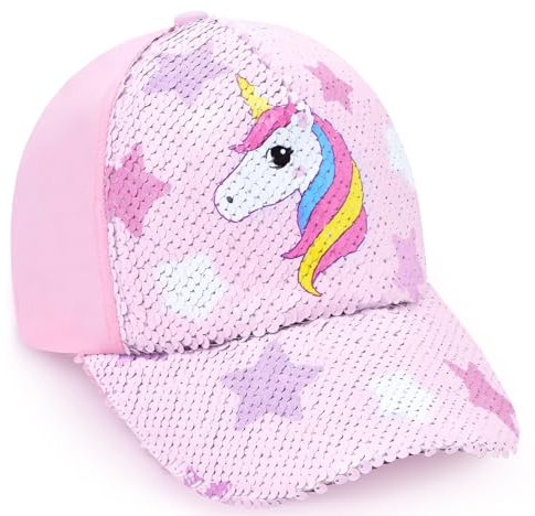 WAWSAM Einhorn Mädchen Baseballkappe Verstellbarer Basecap Kinder Snapback Trucker Cap Baumwolle Cappy Mädchen Mütze Sonnenhut für Reisen Schule Outdoor Sportarten