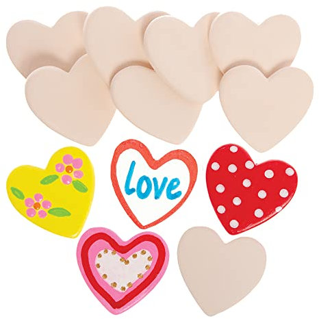 Baker Ross FX710 Piedras de cerámica para pintar con forma de corazón - Paquete de 15, Figuras de San Valentín para decorar