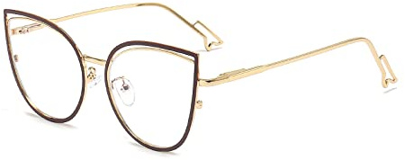 YUELUQU Blaulichtfilter Brille Damen Elvis Brille Metallgestell Brille Ohne Stärke Fake Brille Brillenfassung Blockieren Blaue Licht von PC, TV und Handy (Lila)