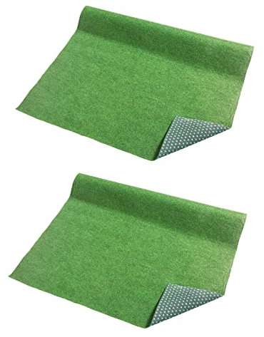 HAC24 2X Rasenteppich mit Noppen 100x200 cm Grün Teppich Kunstrasen Garten Balkon Kunstgras