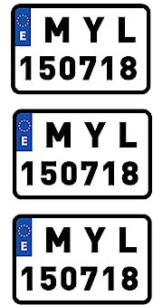 Oedim Pack de 3 Matriculas Coche Decorativas Personalizadas, 33,2x21,2cm, Divertida y Original, Fabricada en PVC