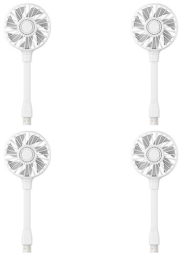 liovitor Lot de 4 mini ventilateurs USB avec col de cygne flexible pour ordinateur portable, PC, maison, bureau - Blanc