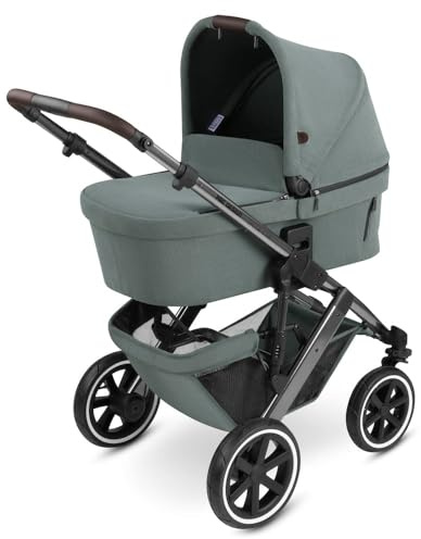ABC Design 2 in 1 Kinderwagen Salsa 4 Air – Kombikinderwagen für Neugeborene & Babys – Inkl. Sportsitz Buggy & Babywanne – Radfederung & Luftreifen – Farbe: aloe