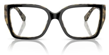 Michael Kors MK4115U Castello Universal Fit Prescription Eyewear Frames, Black/Amber Tortoise/Demo Lens, 52 mm