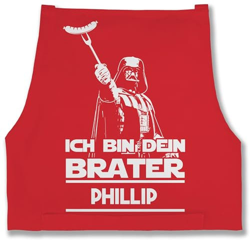 Schürze - Grillschürze Herren - Ich bin dein Brater mit Name - Geschenk Männer Grill Zubehör Lustig Vatertag Weihnachten - 85x69 - Rot - geschenke grillen personalisierte bräter schürzen
