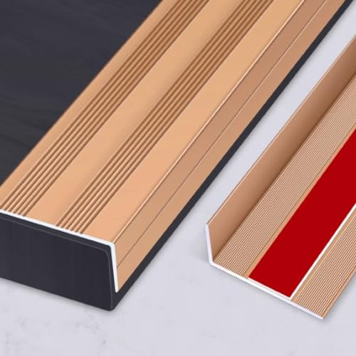 NILZA Selbstklebend Treppenkantenprofil Winkelprofil Laminat Treppenprofil Aluminium Abschlussprofil 90cm Stufenkantenprofil rutschfeste (Color : Titanium Gold, Size : W5xH2cm)