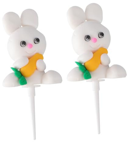 LABRIMP Edible Cake Decorations 2 Carrot Bunny Cupcake Toppers for Birthday Festivity