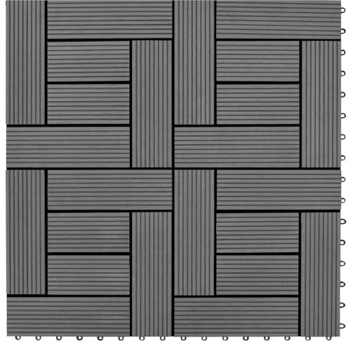 Swpsd Grey 11 pcs 30 x 30 cm Decking Tiles Decking Boards Flooring Deck for Patios, Balcony, Bathrooms, or Pool or Spa Area WPC 1 sqm