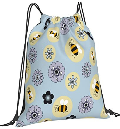 501 Herren Damen Sportbeutel Cartoon-Bienenblume Tunnelzug Gymsack Hipster Fußballtasche Mit Kordelzug Gym Bag Für Schule Turnhalle Schwimmen