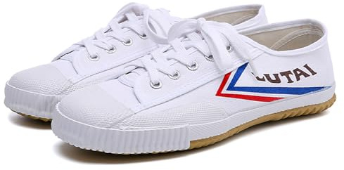 Scarpe per Arti Marziali, Scarpe da Ginnastica A Piedi Nudi da Uomo E da Donna in Tela Scarpe da Corsa Tai Chi Kung Fu,Bianca,42 EU