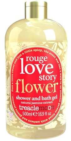 Treaclemoon Rouge Love Story Dusch- & Badegel 500 ml – mit natürlichem Jasminduft – luxuriöser und duftender Reiniger für ein romantisches Badeerlebnis
