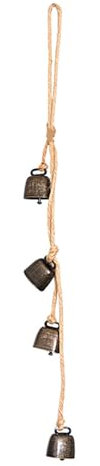 TQUXNGA Weihnachtsglocken-Anhänger mit Seilglocken, Metall, Vintage-Stil, Hornglocken, Wandbehang, Eisen, Kuhglocken