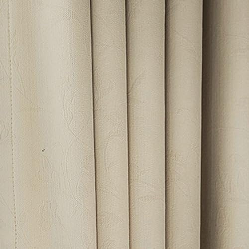 KnSam 2er Set Beige Gardine Vorhang, Vorhang Verdunkelung Fenster Einfarbig, Polyester Ösen Verdunkelungsvorhänge Kräuselband Wohnzimmer Vorhang Fenster, Jeder B 132 x H 244cm