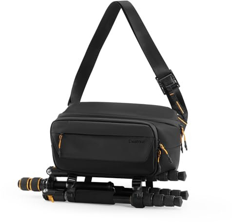 Cwatcun Bolsa para SLR de Hombro Resistente al Agua, con Soporte para Trípode, Negro