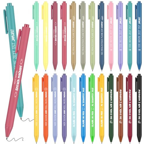 Nezyo 24 Stück Kugelschreiber mit Motivationsspruch Abschiedsgeschenk für Schüler Kollege Lehrer Dankeschön Stift Team Glücksstift Prüfung Glücksbringer Kuli Abschlussgeschenk Erzieher Mitarbeiter(24)