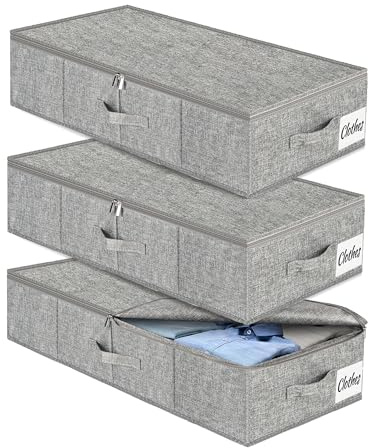Förvaringslåda under sängen med lock 3-pack, låg profil vikbar underbädd klädarrangör under soffa och barnsäng, med ultratjockt tyg och robust botten/sidor, förvaringslåda för sovsal och hem 76 x 40 x