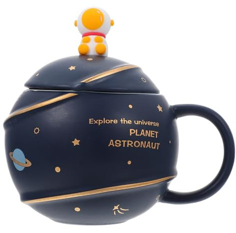 Cabilock Keramik Tasse Astronaut Design Saftbecher Mit Löffel Wasserbecher Getränkebecher Tassenset Für Home Office Teehaus Milchbecher