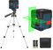 Laser Wasserwaage mit 1,2m Eisenstativ, RockSeed Kreuzlinienlaser mit Selbstnivellierung, Vertikale und Horizontale Linie, 360 Grad Drehbar, Tragetasche, Batterie Enthalten