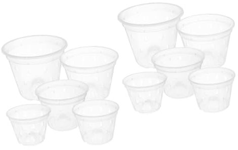 Kisangel 2 Ensembles Grands Pots De Plantes Terreau pour Orchidées Pots D'orchidées Intérieurs Feuilles D'orchidées Artificielles Écorce D'orchidée Pots Clairs Transparent PP 5 Pièces * 2