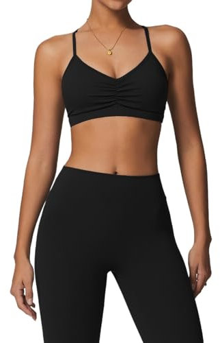 YGSGJSP Yoga Shirt Sexy Damen Scrunch Sport BH Nahtloses Gym Top Damen Running Back Cross Top Damen Push Up Yoga Unterwäsche Fitness BH(Advanced Black,L)