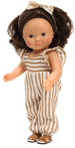 Djeco Puppe Rosalie | 32 cm Anziehpuppe mit Schlafaugen, Vinylkörper & Frisierhaaren | Stehpuppe mit Outfit & Sandalen | für Kinder ab 3 Jahren | POMEA Kollektion