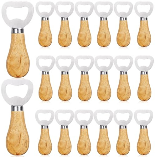LEKEFETO Lot de 20 décapsuleurs en bois Ouvre-bouteille Poignée en bois : ouvre-bouteille, décapsuleur gravable en bois, ouvre-bière en bois, portable, durable, maison, extérieur, excellent cadeau