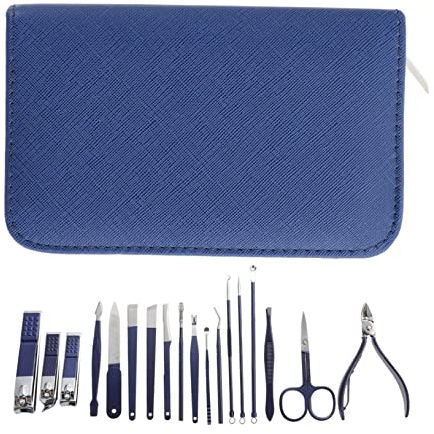 DEARMAMY Set de Manicura Kit Multifunción Profesional Diseño Delicado de Acero Inoxidable Bolsa Portátil para Pedicura y Manicura para Viajes