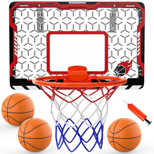EagleStone Mini Indoor Basketball Hoop for Door & Wall with Foldable Rim | 3 Balls & Pump, Foam Door Pads,Basketball Toy,Bedroom Office Sports Game,Christmas Birthday Gift for Kids Ages 3-12