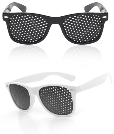 2 Stück Rasterbrille Augentraining Augentrainer Rasterbrille Lochbrille für Augentraining Original Pinhole Glasses for Eye Training Gitterbrille für Augenentspannung und Sehvermögen-Verbesserung