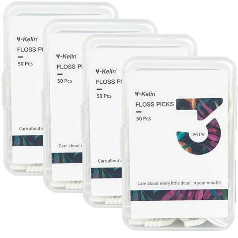 Y-Kelin 200 bastoncini di filo interdentale, 4 confezioni da 50 pezzi, pulizia efficace degli spazi interdentali e delicato sulle gengive, per la cura dentale professionale