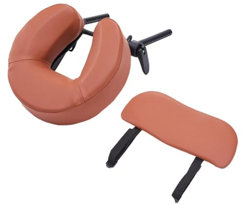 HouseVibe Table de massage avec oreiller en forme de U et coussin d'accoudoir, repose-tête réglable pour salon de beauté, spa, thérapie de massage - Rouge et marron